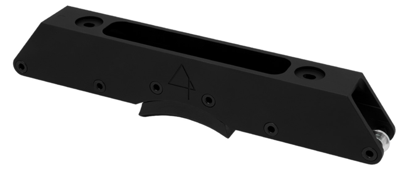Flat AP aggressive inline skate frame at the side with the Antony Pottier logo in black colour
